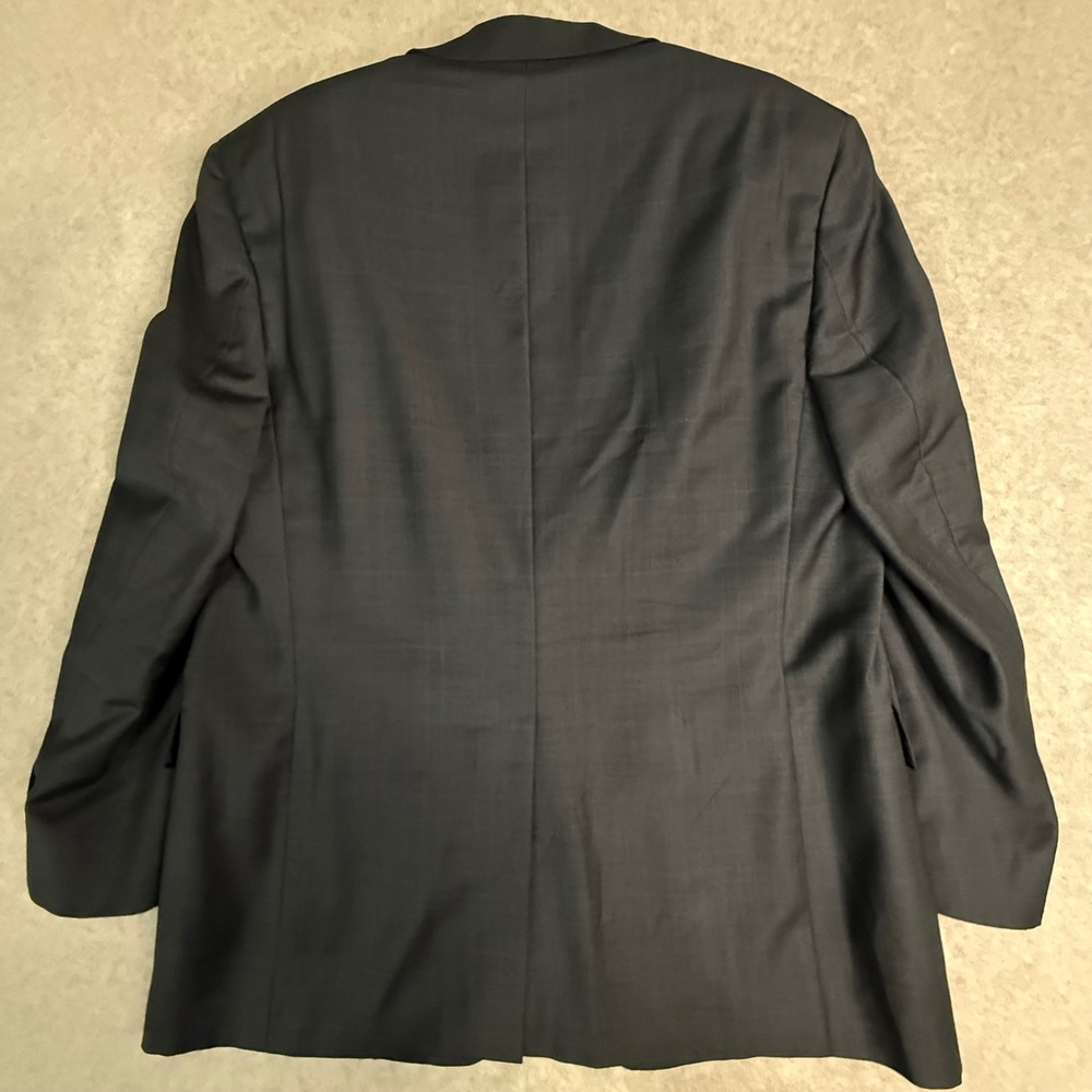 Hart Schaffner Marx Dillard's Mens 44R Blazer Pure New Wool Glen Plaid Charcoal - Picture 14 of 16
